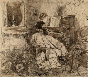 Cecília de Madrazo a tocar piano de Marià Fortuny Marsal