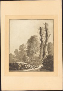 Paisagem com duas árvores de Maria Catharina Prestel after Herman Saftleven