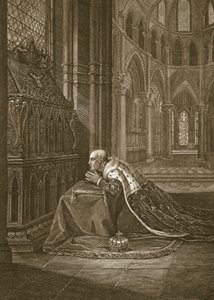 Lewis VII, rei da França, antes do túmulo de Beckett, gravado por W. Sharp, ilustração de David Hume &39;The History of England&39;, pub. por R. Bowyer, Londres, 1812