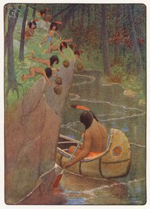 Ilustração para Hiawatha de Longfellow (litografia a cores) de Maria Louise Kirk