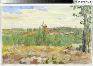 Estudo de paisagem com moinho de vento