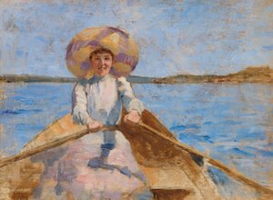 Mulher a remar, esboço de Maria Wiik