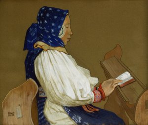 Uma mulher eslovaca em oração, Vazcecz, Hungria, 1907