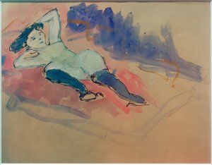 Helene com meias azuis de Marianne von Werefkin