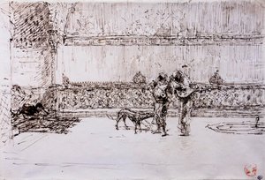 Músicos árabes diante de um rei mouro, cerca de 1870-71 (caneta e tinta sobre papel de cera)