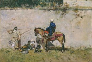 Orientalismo: uma família marroquina à beira da água (Os marroquinos) - Pintura de Mariano Fortuny (1838-1874)
