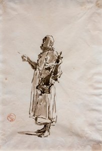 Estudo para a pintura "Músicos Árabes", cerca de 1872 (aguada de tinta sobre papel)
