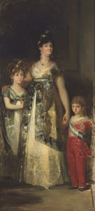 A rainha de Espanha e os príncipes. Cópia de Goya de Mariano Fortuny y Marsal