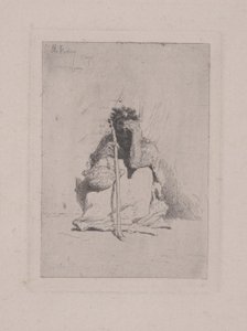 Sem título - Figura agachada com bengala (gravura) de Mariano José María Bernardo Fortuny y Carbó