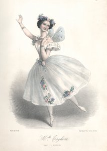 A bailarina italiana Marie Taglioni no ballet do seu pai Filippo Taglioni Le Sylphide na Ópera de Paris