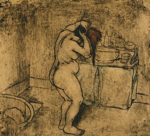 Catherine nua penteando o cabelo; Catherine Nude Se Coiffant, 1895