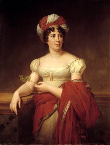 Retrato de Germaine Necker, Baronesa de Stael Holstein chamada Madame de Stael (1766-1817), romancista e ensaísta suíça. Pintura de Marie Eleonore Godefroid (1778-1849) de Marie Eleonore Godefroid
