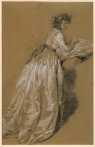 Mulher em pé em um vestido branco de Marie Françoise Constance Mayer