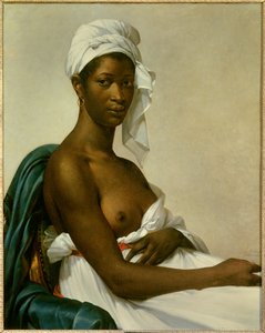 Retrato da Negra Uma mulher negra com peito adivinhado. Pintura de Marie-Guillemine Benoist, nee Marie Guillemine de Laville-Leroux (1768-1826) 1800 Sol. 0,81x0,65 m - Retrato de uma negra - Pintura de Marie Guillemine Benoist (1768-1826), óleo sobre tela 
