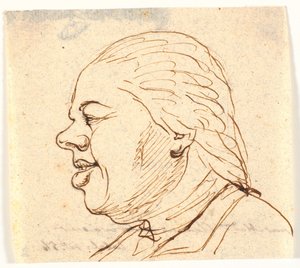 Retrato dos homens. Perfil à esquerda. Caricatura