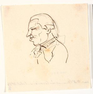 Retrato dos homens. Perfil à esquerda. Caricatura