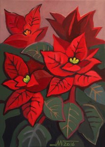 Poinsétias vermelhas festivas de Marina Gorkaeva