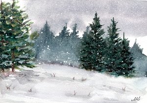 Floresta de inverno nevada