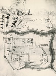 Mapa de Jerusalém, do Livro dos Segredos da Fidelidade da Cruz (Liber Secretorum Fidelium Crucis) de Marino the Elder (after) Sanuto