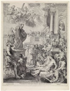 H. Franciscus Xavier wekt een dode tot leven São Francisco Xavier, Apóstolo da Índia Oriental (título no objeto) de Marinus Robyn van der Goes