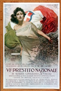 Ilustração alegórica italiana sobre o Empréstimo Nacional, c.1918 (cartaz)