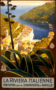 Cartaz de viagem La Riviera Italienne, c.1920 (litho)