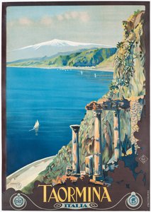 Cartaz publicitário de Taormina, c.1927 (litografia em cores)