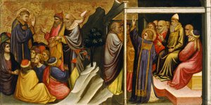 Painel da Predella: Santo Estêvão diante do Sumo Sacerdote e Anciãos do Sinédrio