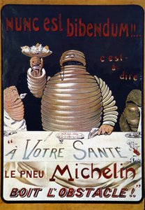 Cartaz publicitário Pneu Michelin: Nunc é um bibendum, o pneu Michelin absorve o obstáculo de Marius Rossillon