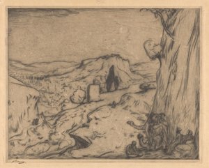 Vista de uma cidade oriental de um vale de Marius Bauer (signed by artist)