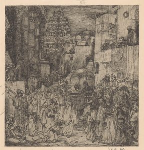 A multidão encheu as ruas com alegria grave de Marius Bauer (signed by artist)