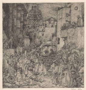 A multidão encheu as ruas com alegria grave de Marius Bauer (signed by artist)