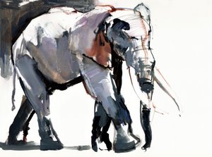 Elefante africano, 2012, (mídia mista no papel) de Mark Adlington