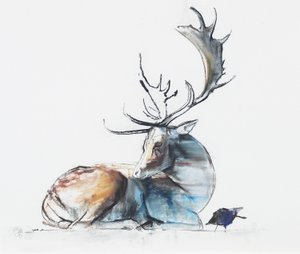 Buck and Bird, 2006 (carvão e conte no papel)