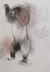 Grizzly, 1995 (carvão, grafite e conte no papel) de Mark Adlington