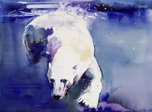 Urso Subaquático, 1999 (mídia mista no papel) de Mark Adlington