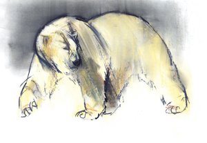 Yellow Ghost, 2016, (conté e pastel sobre papel) de Mark Adlington
