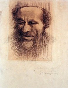 Cabeça de um Rabino, c.1910 (giz sobre papel de palha) de Mark Gertler