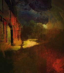 Calke Abbey com chuva de meteoritos (técnica mista) de Mark Gordon