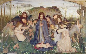 Madonna e criança com anjos, c.1925 (painel) de Mark Lancelot Symons
