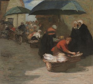 Um mercado de peixe flamengo (óleo sobre tela)