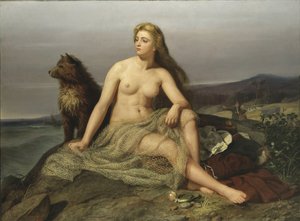 Kraka (Aslaug, Aslog), de Winge, Marten Eskil (1825-1896). Óleo sobre tela