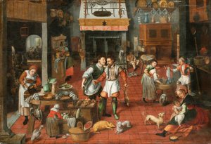 Interior da cozinha, c. 1565. de Marten van Cleve the Elder