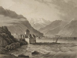 Chateau de Chillon; vista de Vevey de Martens