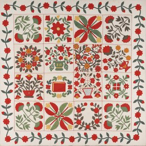 "Album Quilt", Baltimore, Maryland, c.1861 (algodão com seda e lã) de Martha E. Keech