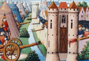 O Cerco de Rouen (Julho 1418-Janeiro 1419) 1484, folio 19v, Vigiles de Charles VII de Martial de Paris (fl.15th century)