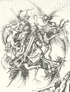 Tentação de Santo António (gravura) de Martin (after) Schongauer