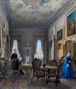 Interior veneziano, aguarela de Don Martin (ativo em 1896), Itália de Martin Don