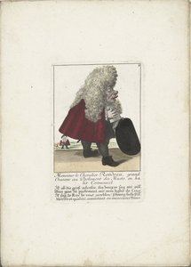 De dwerg Chevalier Rondeau als een Parliamentslid, ca. 1710 Monsieur le Chevalier Rondeau, Grande Orador no Parlamento dos Mudos, em traje cerimonial (título no objeto) Il Callotto resurcitato oder Neu eingerichtes Zwerchen Cabinet (título da série) de Martin Engelbrecht (attributed to)