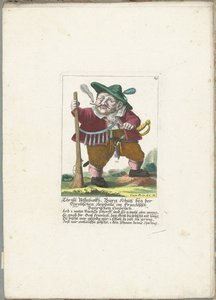 De dwerg Christl Vestnbalkh, cerca de 1710 Christl Vestnbalkh, Bürg Schütz perto da armadilha de pedra tirolesa no roubo Bayrian francês (título no objeto) Il Callotto resurcitato ou Armário Pequeno Recém Mobilado (título da série) de Martin Engelbrecht (attributed to)